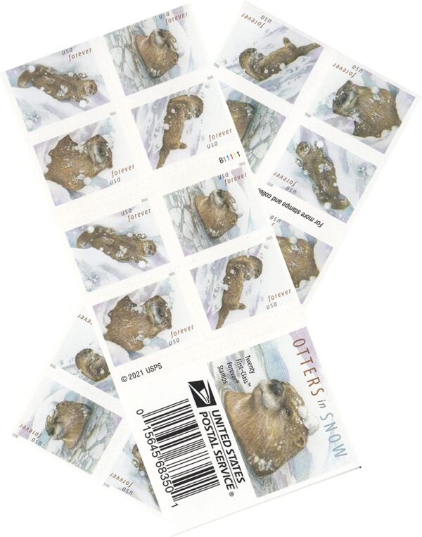 Otters in Snow Stamps - Image 3