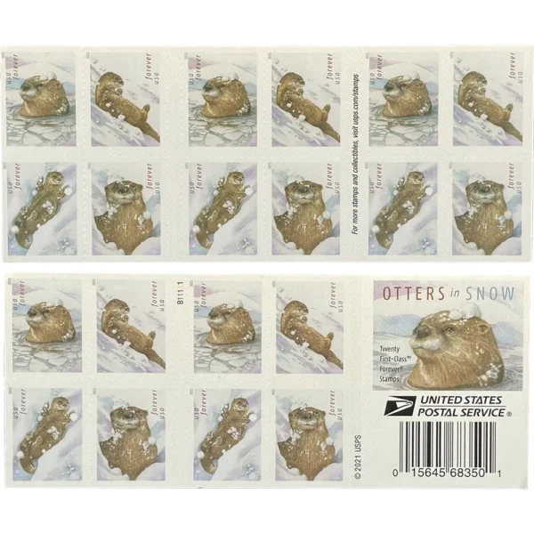 Otters in Snow Stamps - Image 4